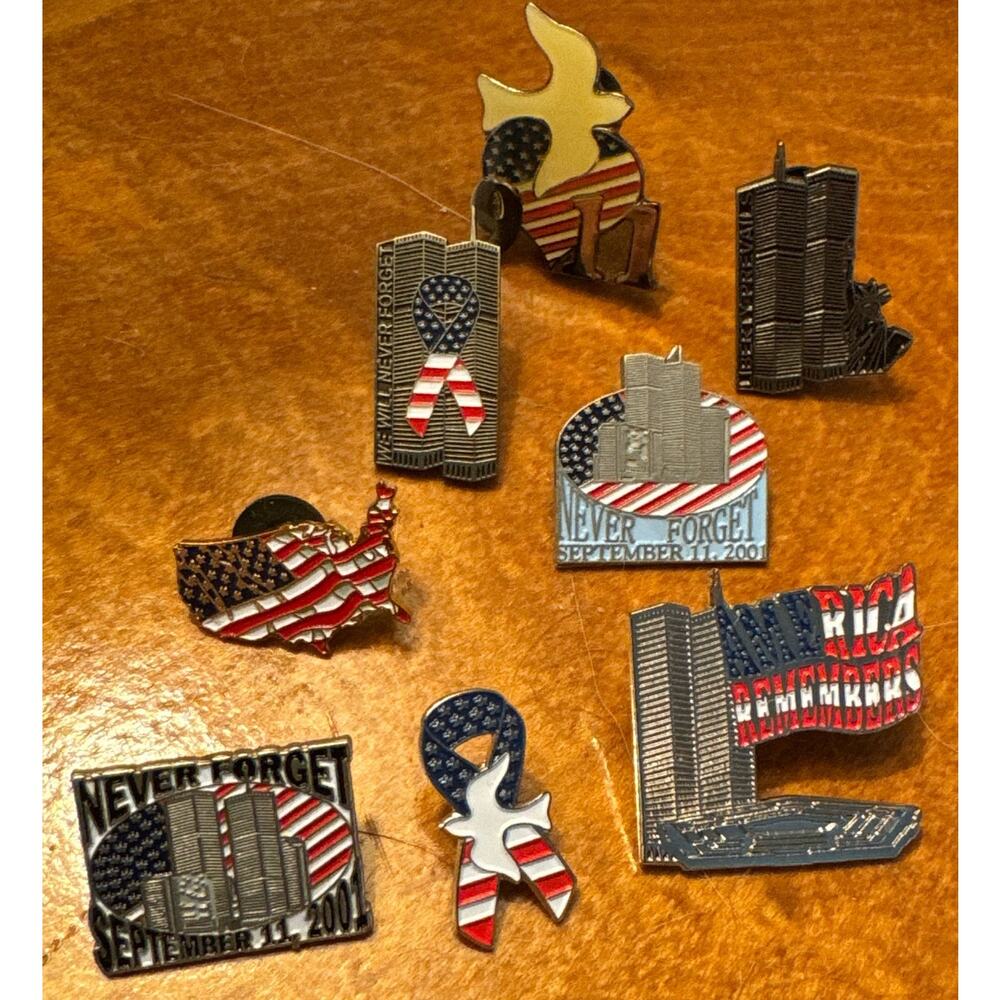 America Flag Brooch Pin Towers 9-11 Peace Hat Pin Dove Lot Tie Pin